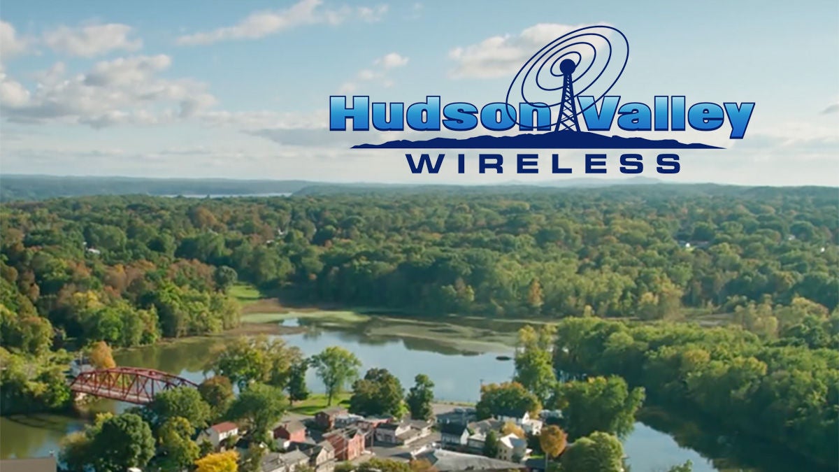 Hudson Valley Wireless logo over rural landscape