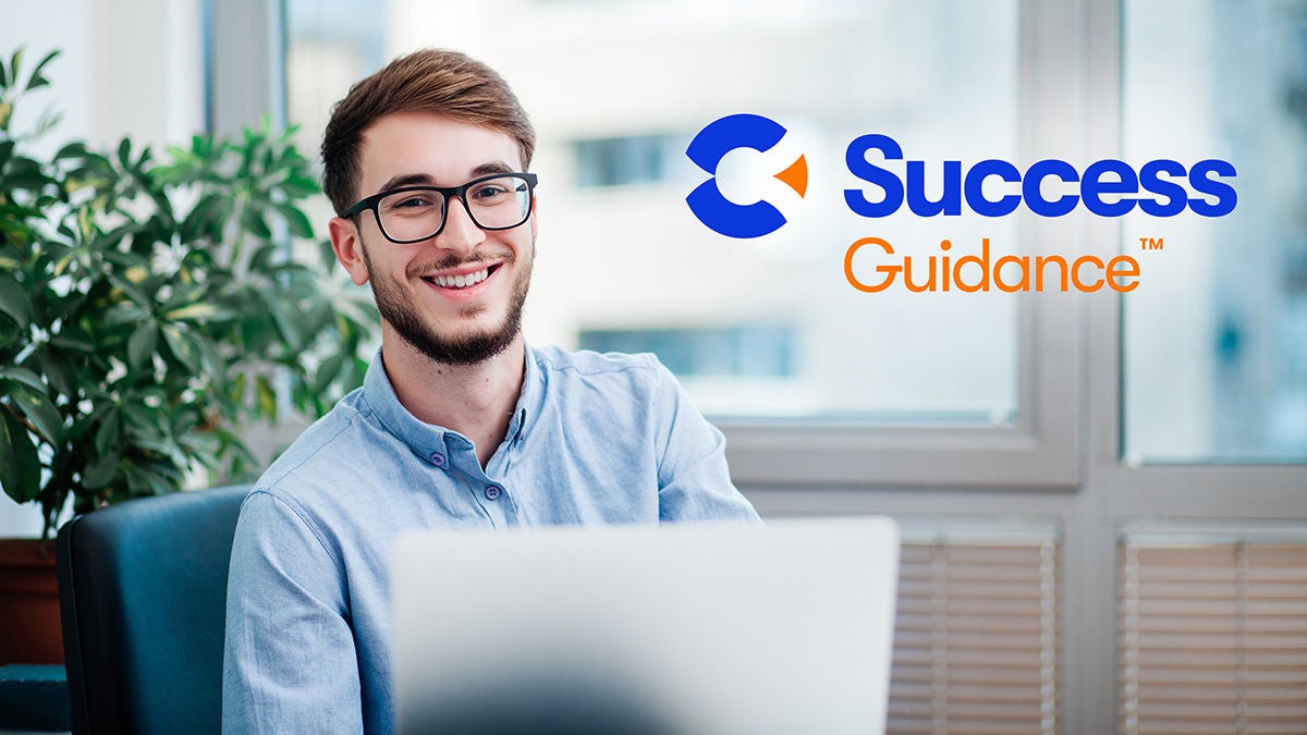 Calix Success Guidance logo over smiling professional