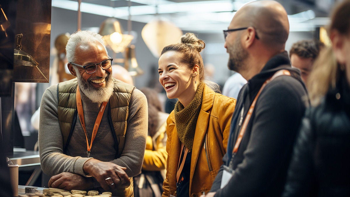 Smiling event attendees