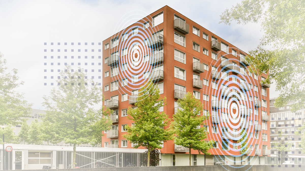 A building with managed gigabit Wi-Fi service icons surrounding it