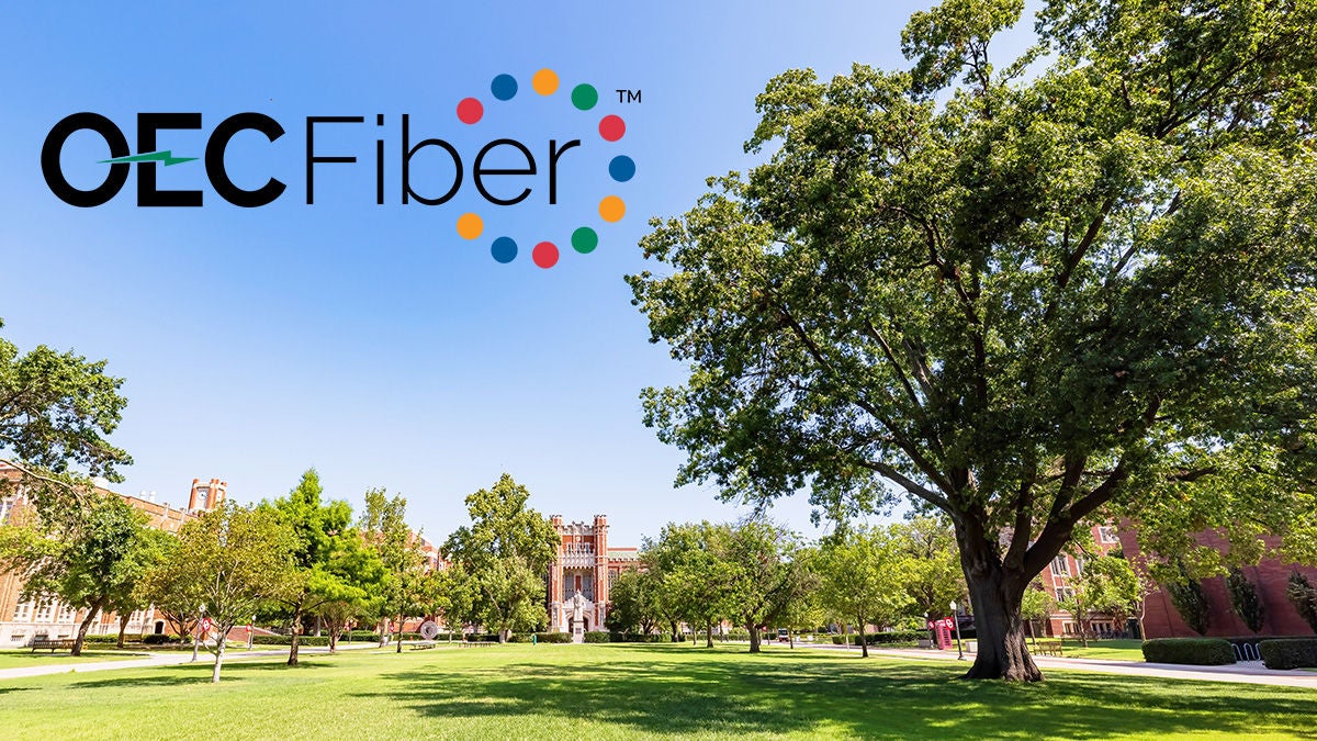 OEC Fiber logo over campus