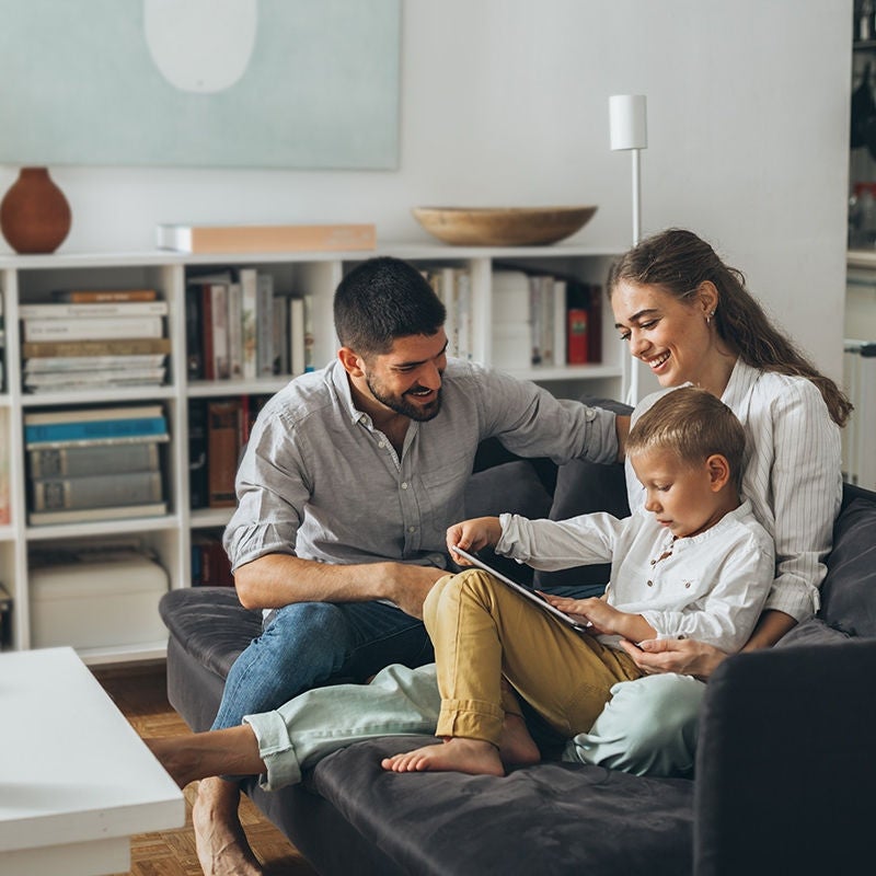 family on sofa