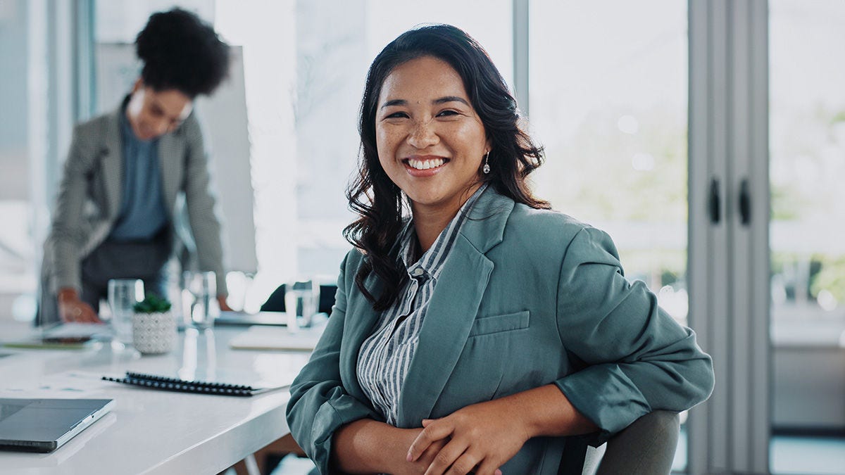 Smiling woman executive