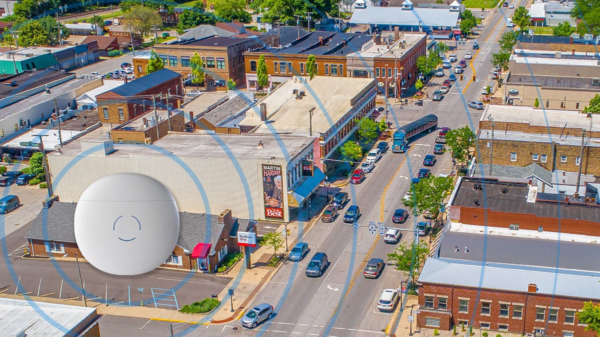 An aerial view of a small town using outdoor wifi with a GigaPro p6he