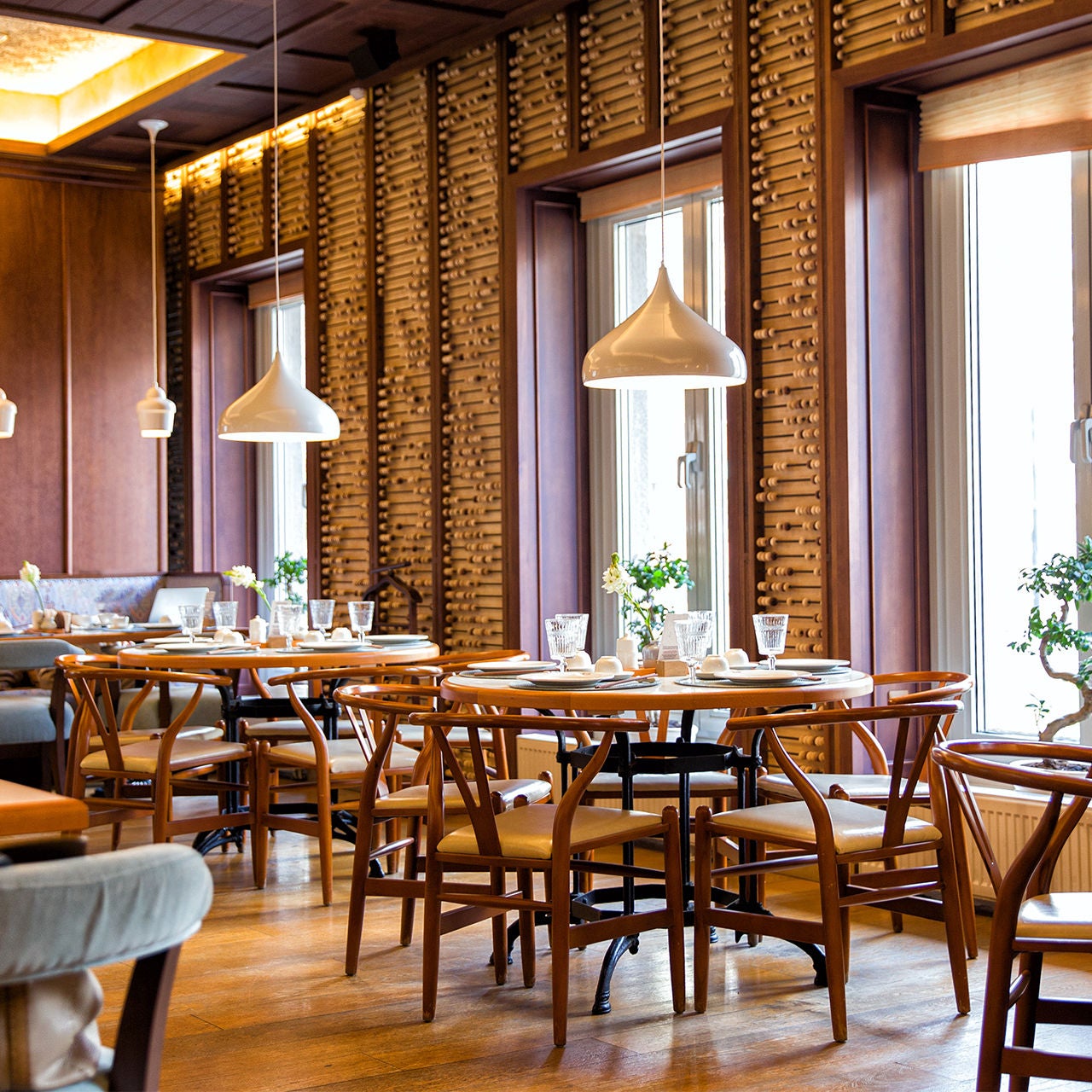 Interior of the modern restaurant dining room