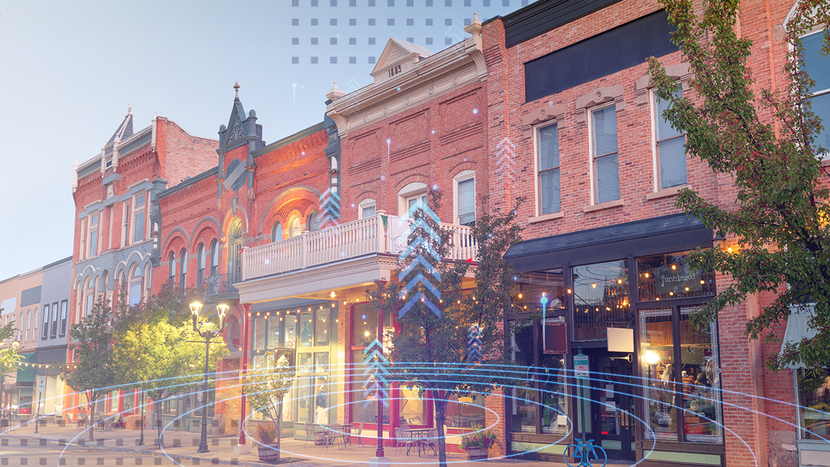 downtown on Center Street at dusk